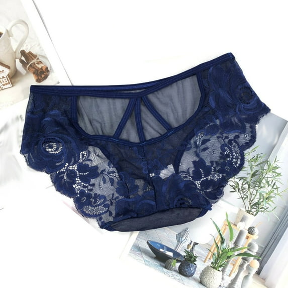 HUPOM Seamless Underwear For Women Womens Silk Panties Low waist Elastic Waist Solid Thong Blue One Size