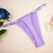 HUPOM Seamless Underwear For Women Womens Silk Panties Low waist Elastic Waist Solid Thong Purple M