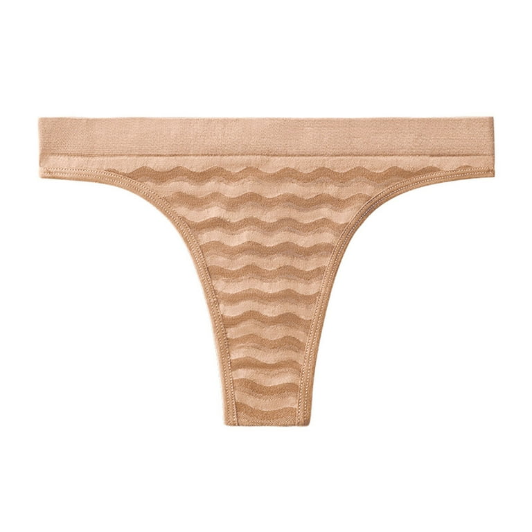 HUPOM Seamless Underwear For Women Womens Silk Panties Low waist Elastic  Waist Solid Thong Rose Gold L