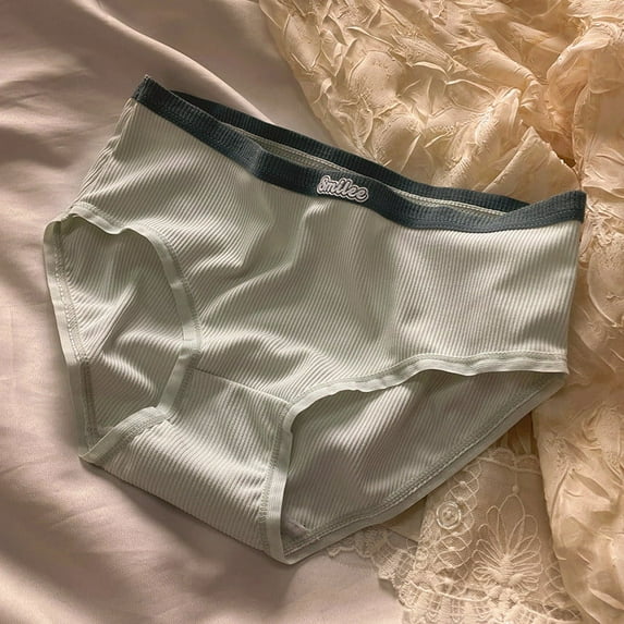 HUPOM Seamless Underwear For Women Womens Silk Panties Medium waist Elastic Waist Solid Briefs Blue M