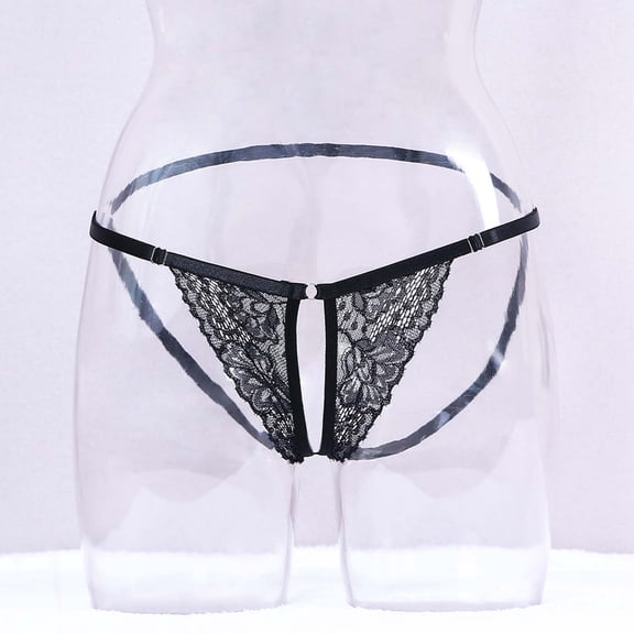 HUPOM Seamless Underwear For Women Womens Silk Panties Medium waist Elastic Waist Solid Thong Black 2XL