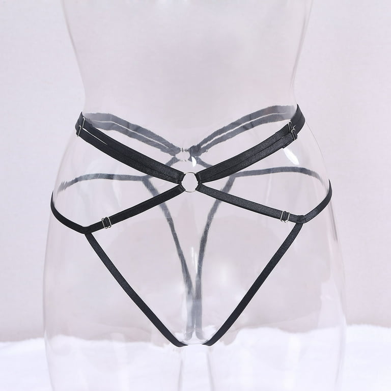 HUPOM Seamless Underwear For Women Womens Silk Panties Medium waist Elastic  Waist Solid Thong Black S
