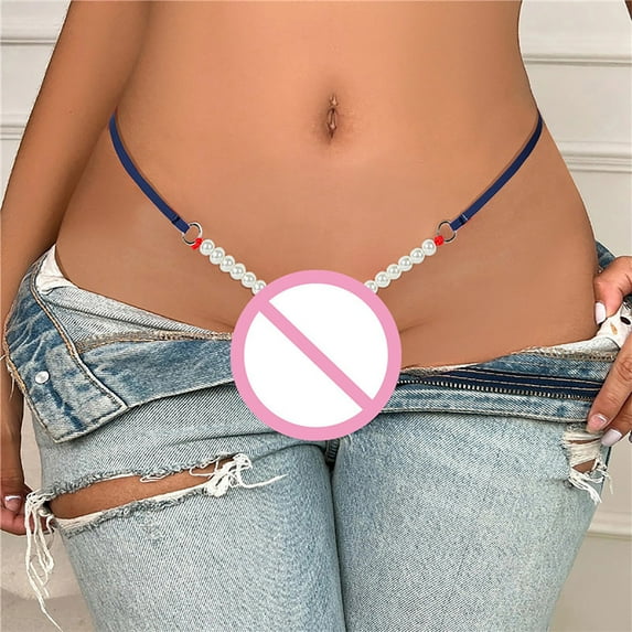 HUPOM Seamless Underwear For Women Womens Silk Panties Medium waist Elastic Waist Solid Thong Blue One Size