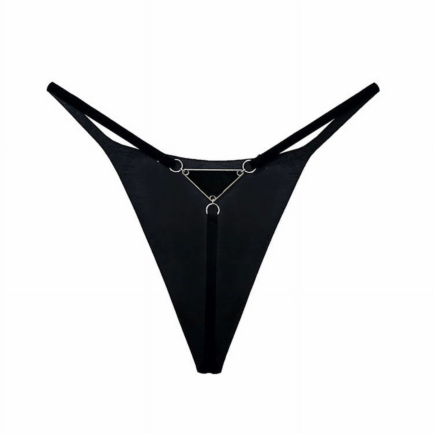 HUPOM Seamless Underwear For Women Womens Silk Panties Medium waist Elastic  Waist Solid Thong Navy L 