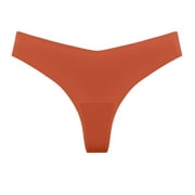 HUPOM Seamless Underwear For Women Womens Silk Panties Medium waist Elastic Waist Solid Thong Orange S