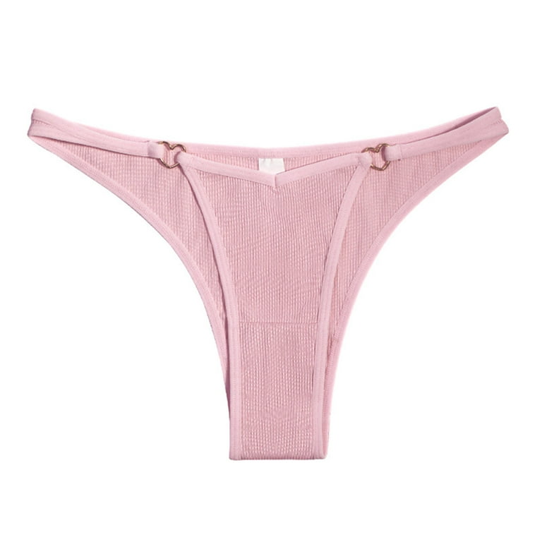 HUPOM Seamless Underwear For Women Womens Silk Panties Medium waist Elastic  Waist Solid Thong Pink XS