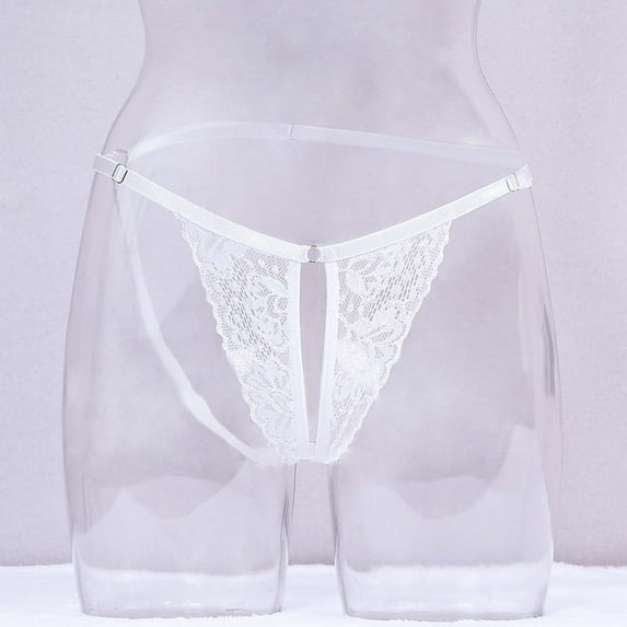 HUPOM Seamless Underwear For Women Womens Silk Panties Medium waist Elastic Waist Solid Thong White 3XL