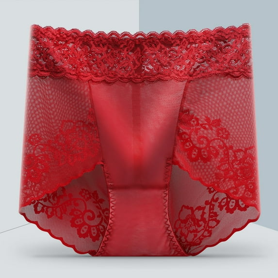 HUPOM Sexy Underwear For Women Women’S Underwear Briefs High waist Elastic Waist Solid Briefs Wine XL