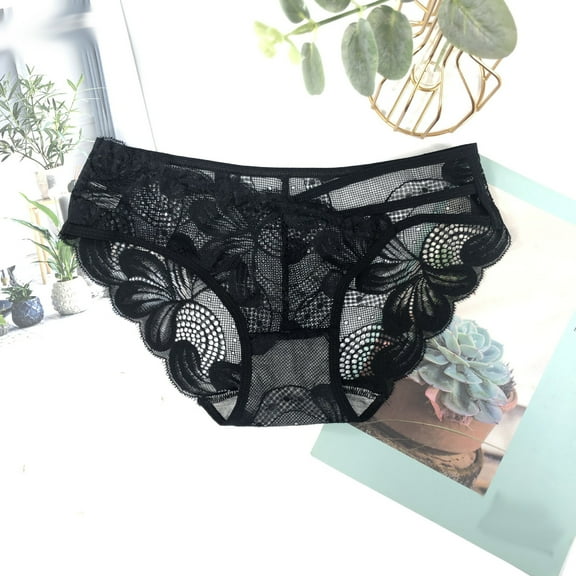 HUPOM Sexy Underwear For Women Women’S Underwear Briefs Low waist Elastic Waist Solid Thong Black One Size