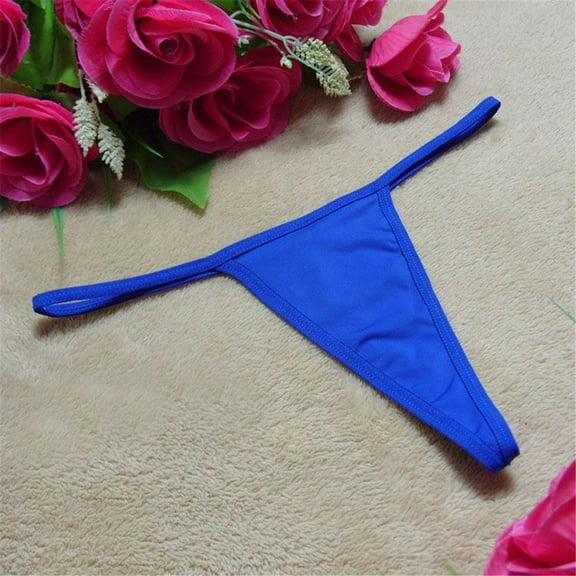HUPOM Sexy Underwear For Women Women’S Underwear Briefs Medium waist Comfort Waist Solid Thong Blue One Size