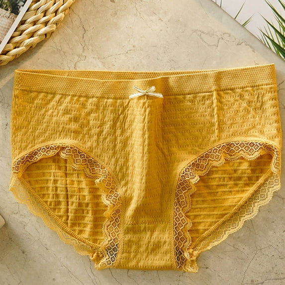 HUPOM Sexy Underwear For Women Women’S Underwear Briefs Medium waist Elastic Waist Solid Briefs Yellow M