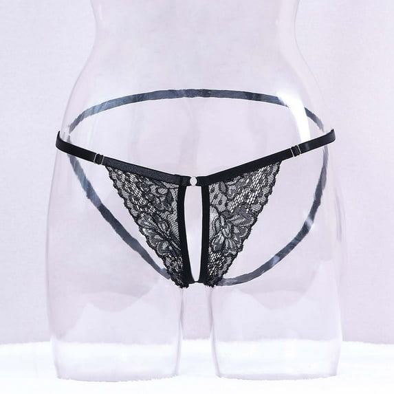 HUPOM Sexy Underwear For Women Women’S Underwear Briefs Medium waist Elastic Waist Solid Thong Black S