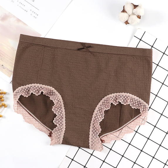HUPOM Sheer Panties Womens Panties High Waist Activewear Tie Seamless Waistband Brown F