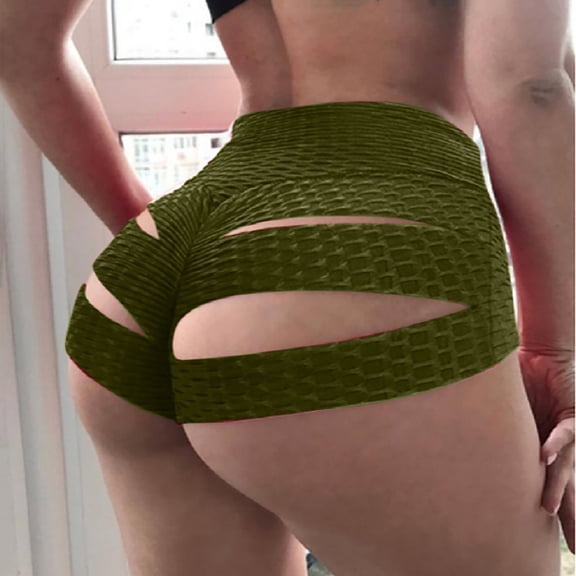 HUPOM Shorts For Women High Waisted Woman'S Shorts Gym High Short Yoga Army Green L