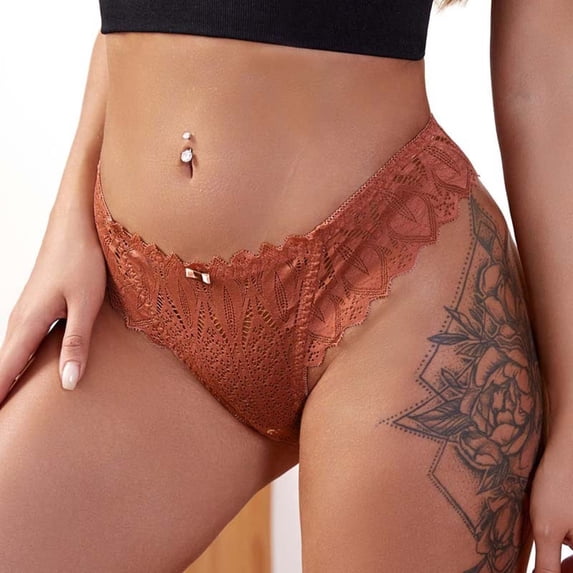 HUPOM Silk Panties Womens Underwear High Waist Leisure Tie Seamless Waistband Orange S
