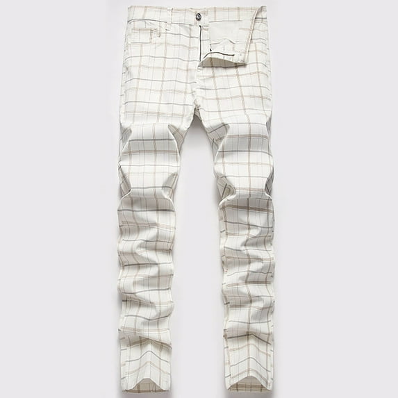 HUPOM Slim Fit Dress Pants For Men Men Dress Pants Chinos High Waist Rise Long Slim Bootcut Beige XL