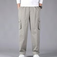 thumbnail image 1 of HUPOM Slim Fit Dress Pants For Men Mens Pants Cargo Mid Waist Rise Short Slim Bootcut Gray 3XL, 1 of 7