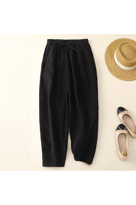 Straight Leg Sweatpants For Women Pants For Women Capris High Waist Rise Long Straight-Leg Black 2XL