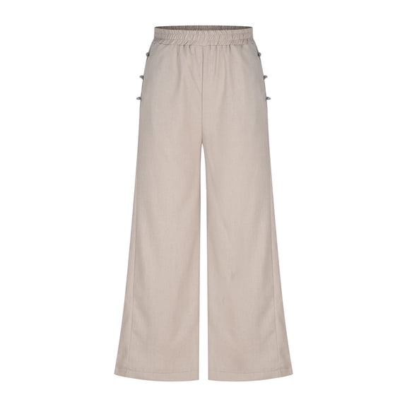 HUPOM Straight Leg Sweatpants For Women Training Pants Legging High Waist Rise Full Straight-Leg Khaki 2XL