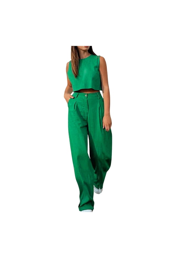 Straight Leg Sweatpants For Women Training Pants Legging Mid Waist Rise Full Straight-Leg Green S