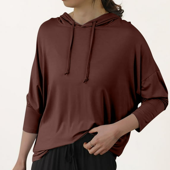 HUPOM Sweat Shirts For Women V-Neck Flap Cocktail & Party Hoodie Pajamas Dance Coffee 2XL