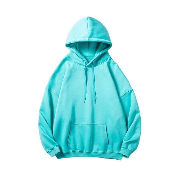 HUPOM Sweatshirts For Men Crew Neck Flap Casual Hoodie Blouse Walking Green L