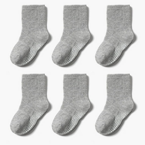 HUPOM Toddler 6PC Ankle Non-Slip Solid Casual Gray 2024 Summer Clearance New Arrival Size M