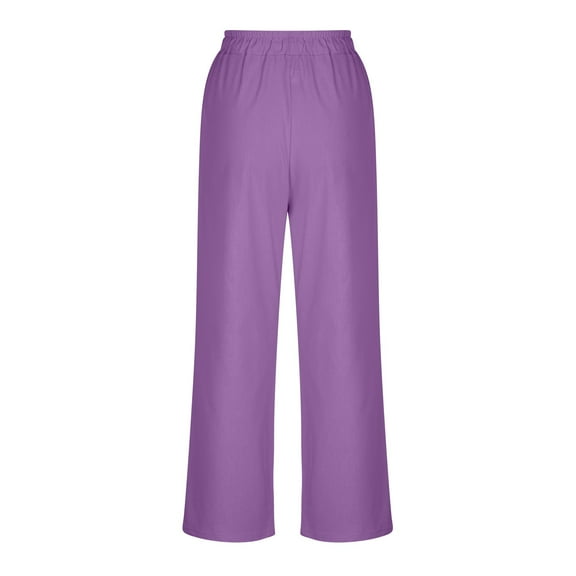 HUPOM Trouser Pants For Women Cargo Pants Chinos Low Waist Rise Full Flare-Leg Purple 5XL