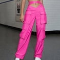 thumbnail image 1 of HUPOM Trouser Pants For Women Cargo Pants Track Pants Low Waist Rise Full Straight-Leg Hot Pink M, 1 of 8
