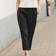 thumbnail image 1 of HUPOM Trouser Pants For Women Training Pants Carpenter High Waist Rise Long Slim Straight Black 3XL, 1 of 6