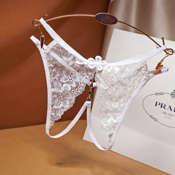 HUPOM Underwear Men Boxer Briefs Underwear For Women In Clothing Open Crotch Casual Tie Comfort Waist White One Size