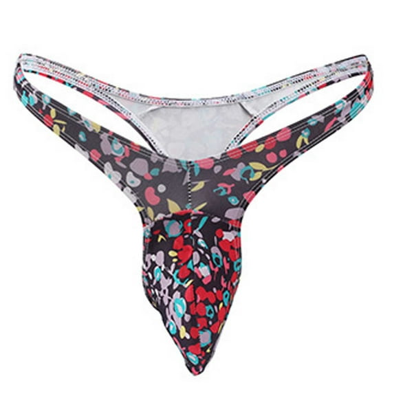 HUPOM Underwear Men Mens Underwear Low waist Drop Waist Printed Thong Red One Size