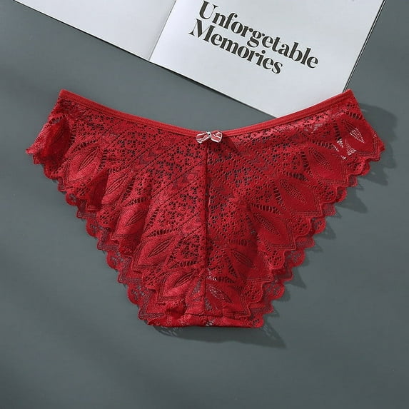 HUPOM Underwear Panties Briefs Leisure None Elastic Waist Red S
