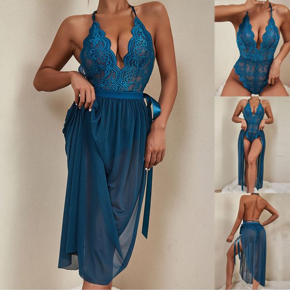 HUPOM Underwear Underwear High Waist Sleepwear Belt Elastic Waist Blue 2XL