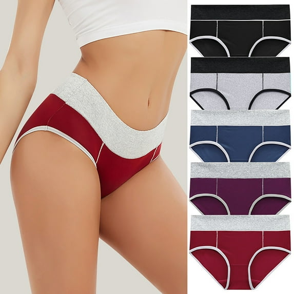 HUPOM Underwear Women Ladies Underwear High waist Elastic Waist Solid Briefs Multicolor 5XL