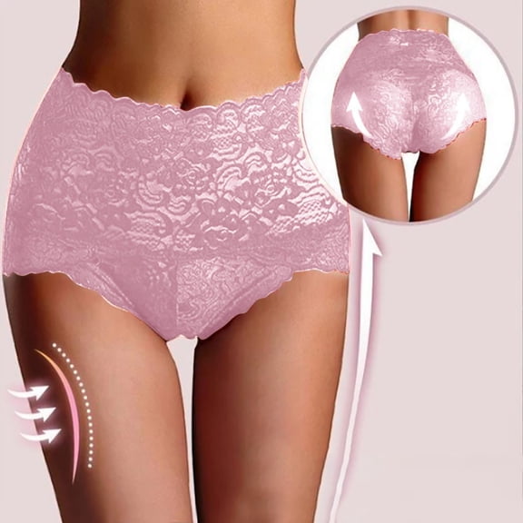 HUPOM Underwear Women Ladies Underwear High waist Elastic Waist Solid Shaping & Control Purple XL