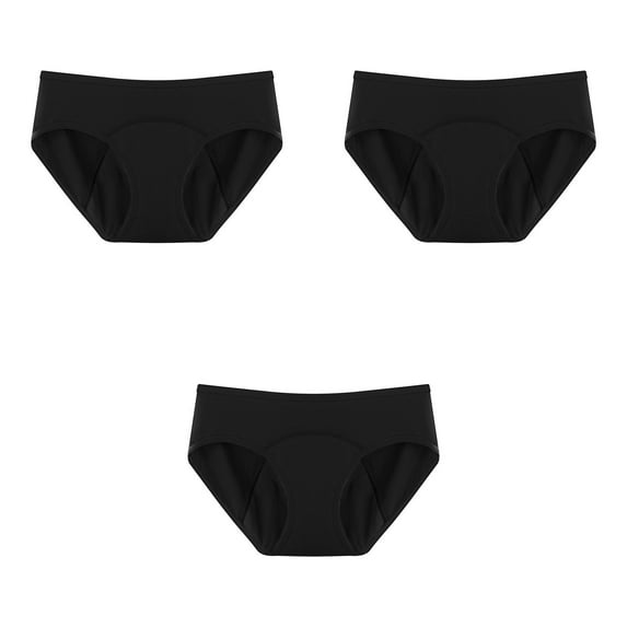 HUPOM Underwear Women Ladies Underwear Low waist Elastic Waist Solid Period Black 4XL