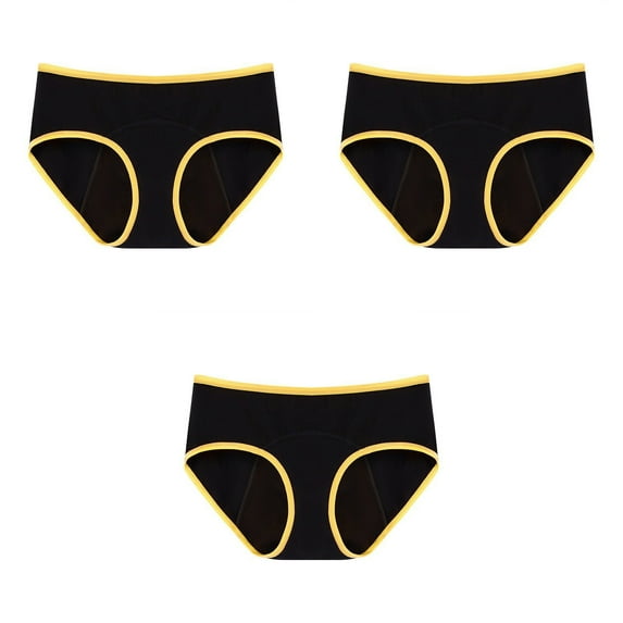 HUPOM Underwear Women Ladies Underwear Low waist Elastic Waist Solid Period Yellow S