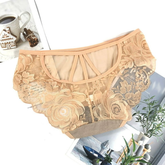 HUPOM Underwear Women Ladies Underwear Low waist Elastic Waist Solid Thong Beige One Size