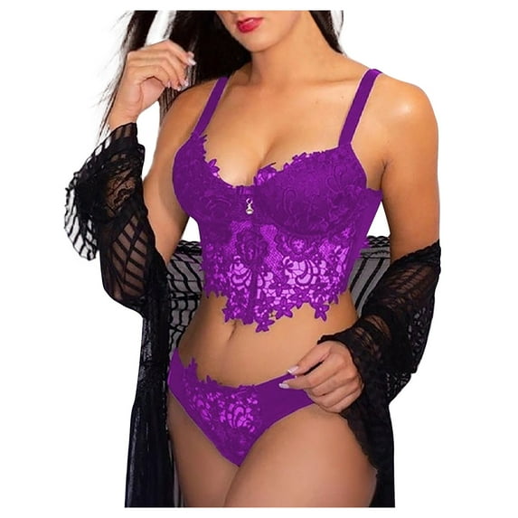 HUPOM Underwear Women Ladies Underwear Medium waist Comfort Waist Solid Shaping & Control Purple 2XL