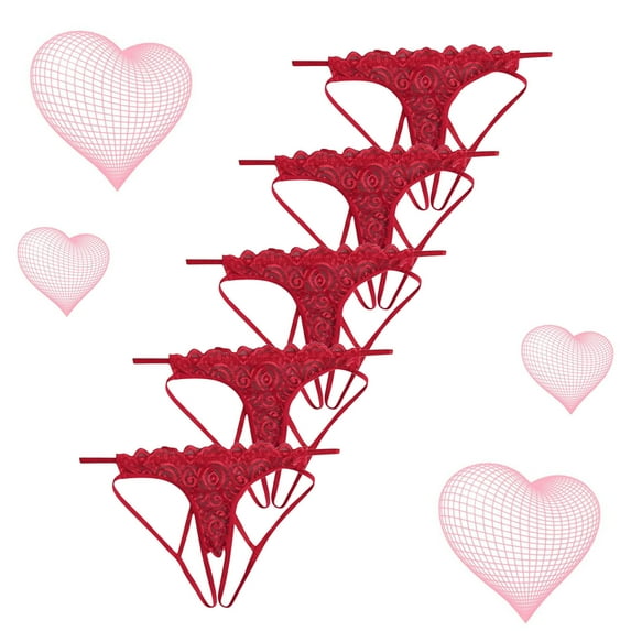 HUPOM Underwear Women Ladies Underwear Medium waist Comfort Waist Solid Thong Red 2XL