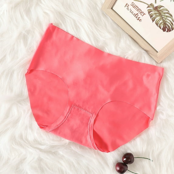 HUPOM Underwear Women Ladies Underwear Medium waist Elastic Waist Solid Briefs Watermelon Red M