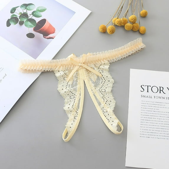 HUPOM Underwear Women Ladies Underwear Medium waist Elastic Waist Solid Thong Beige One Size