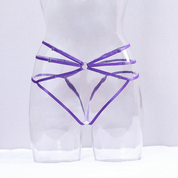 HUPOM Underwear Women Ladies Underwear Medium waist Elastic Waist Solid Thong Purple XL