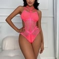 thumbnail image 1 of HUPOM Underwear for Women Mid Waist Pull-On Jumpsuit Sleep Jumpsuit on Clearance Hot Pink Size S, 1 of 8