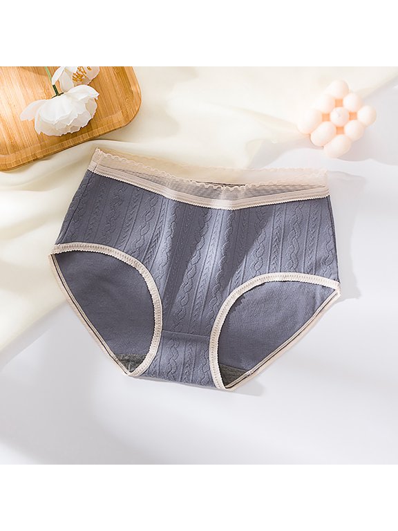 Women Cotton Underwear Panties In Clothing High Waist Activewear Tie Seamless Waistband Gray XL