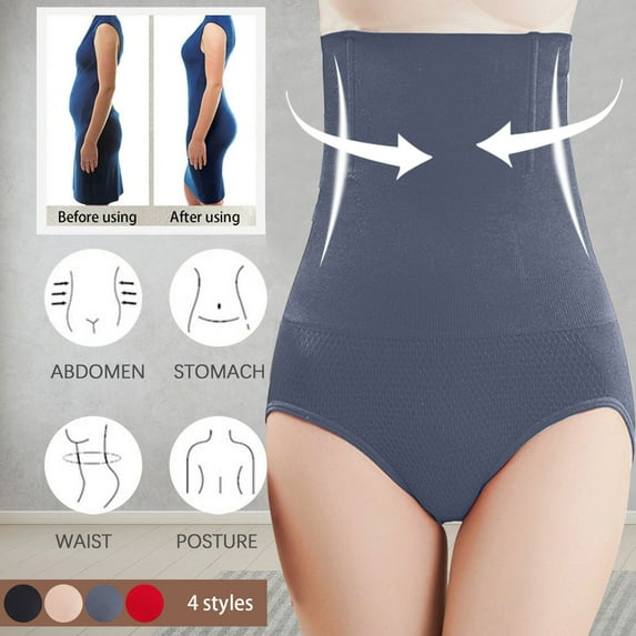 HUPOM Women Cotton Underwear Underwear High Waist Casual Tie Seamless Waistband Gray M