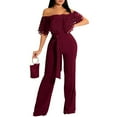 thumbnail image 1 of HUPOM Women'S Athletic Pants Cargo Pants Capris Low Waist Rise Short Straight-Leg Wine XL, 1 of 1