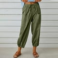 thumbnail image 1 of HUPOM Women'S Athletic Pants Training Pants Trousers High Waist Rise Long Straight-Leg Army Green 2XL, 1 of 9