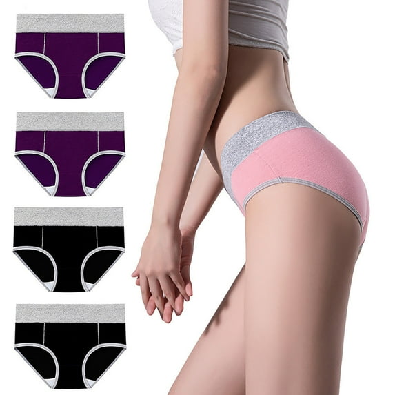 HUPOM Women'S Underwear Funny Underwear For Women High waist Elastic Waist Solid Briefs Multicolor L